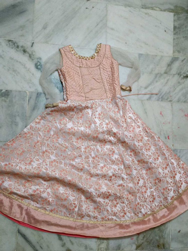 Peach Floral Print Dress