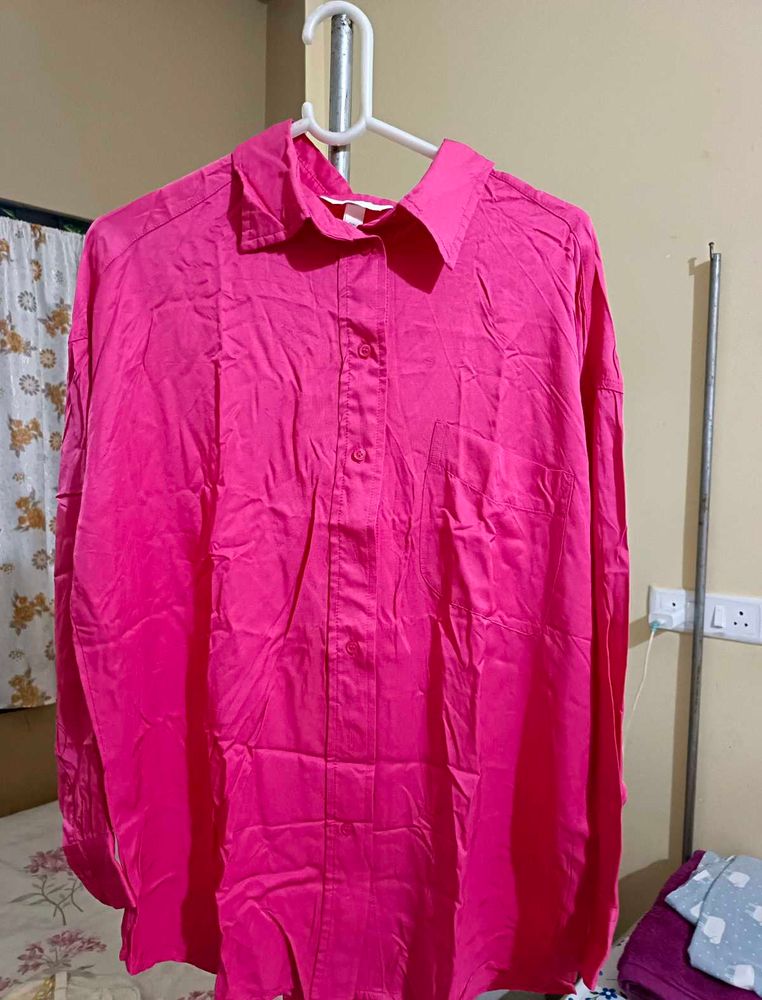 Pink Long Sleeve Button-Down Shirt