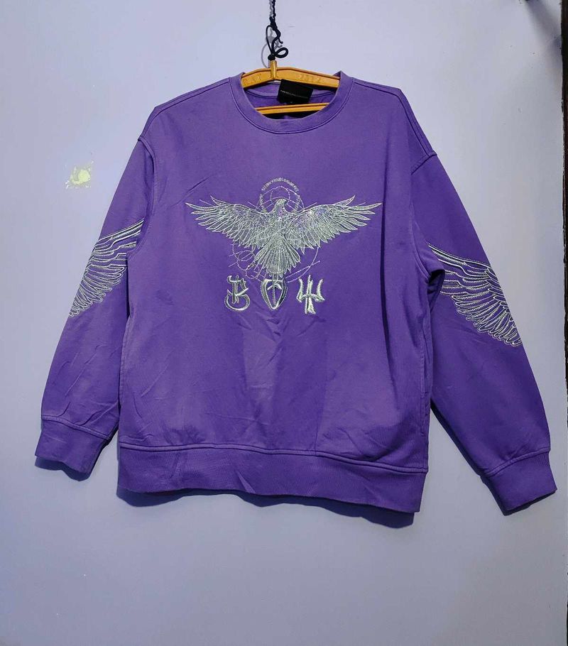 Purple Graphic Print Sweatshirt