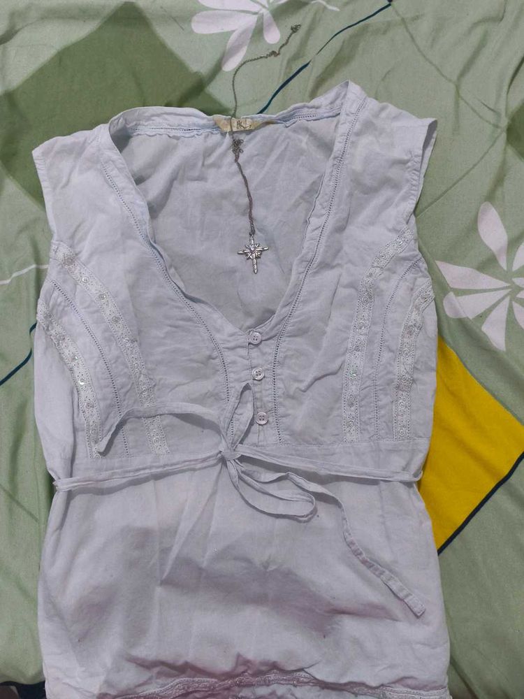 Dreamy White Top With Tiestring🤍✨💌