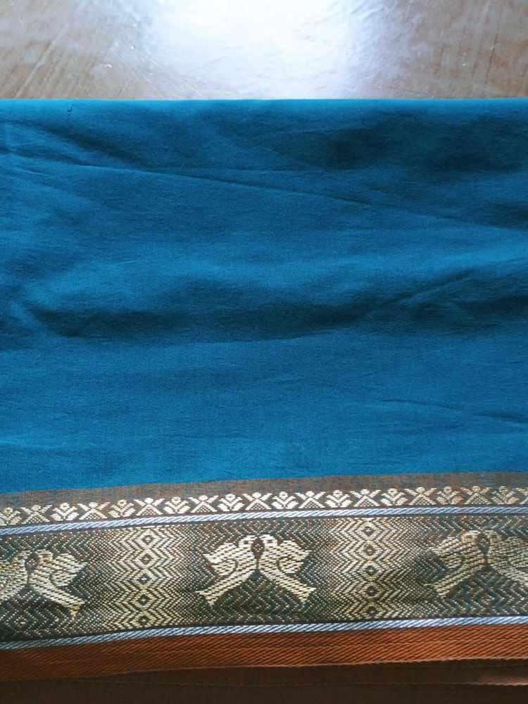 Teal Green with Orange Saree