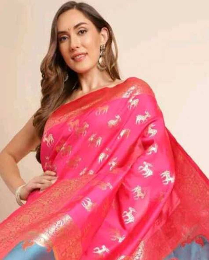 Premium Pink Banarasi Silk Saree