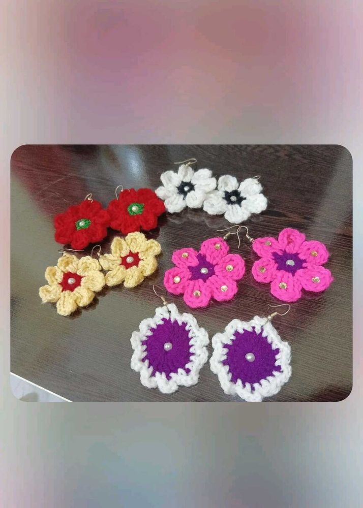 Handmade Crochet Flower Earrings