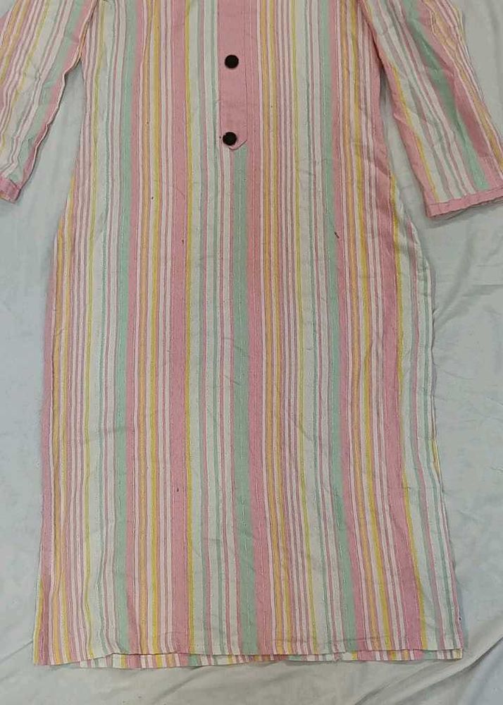 Striped Button-Down Dress Kurta And Dupatta