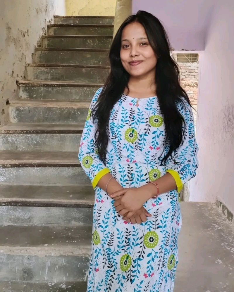 White &amp; Green Kurta Pant Set