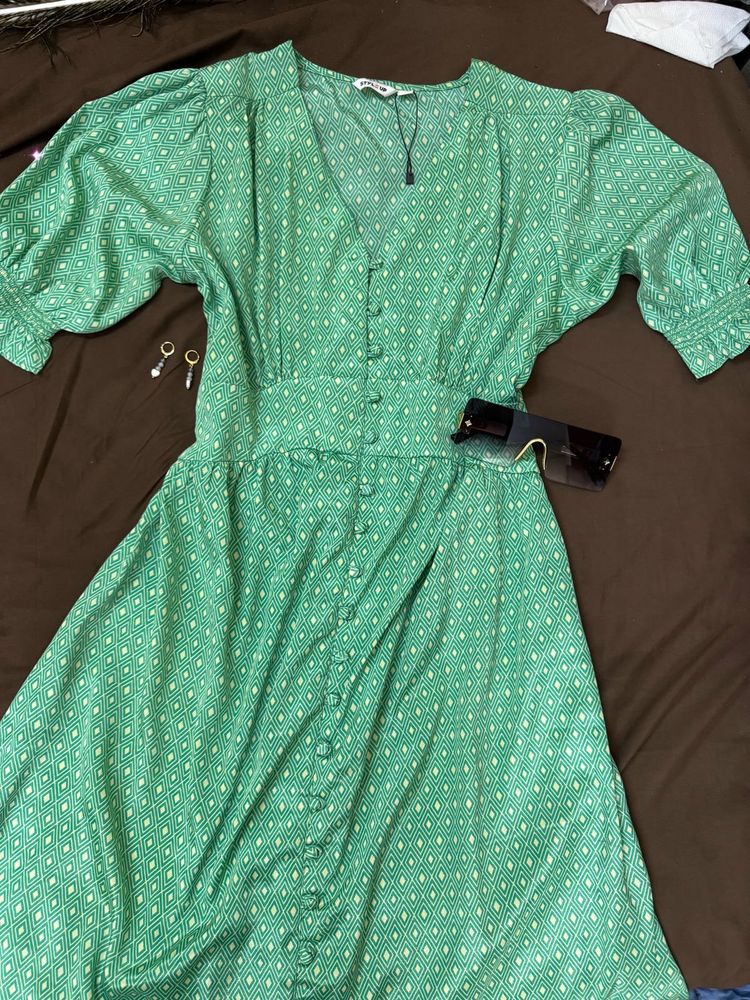 Green Printed Dress