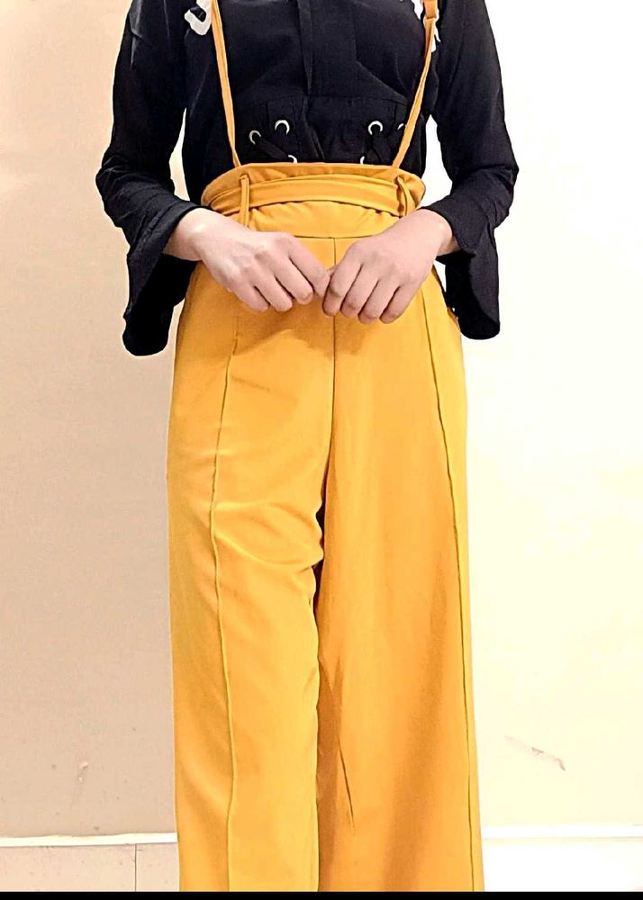 Yellow And Black Dangri Jumpsuit