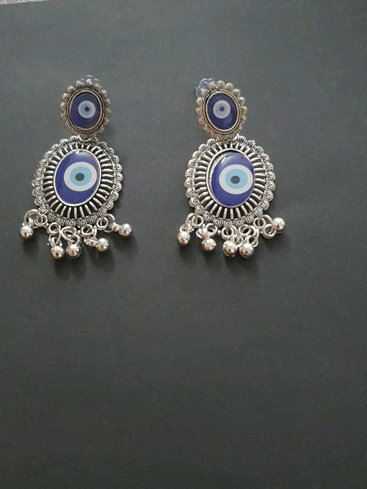 Oxidized Evil Eye Earings
