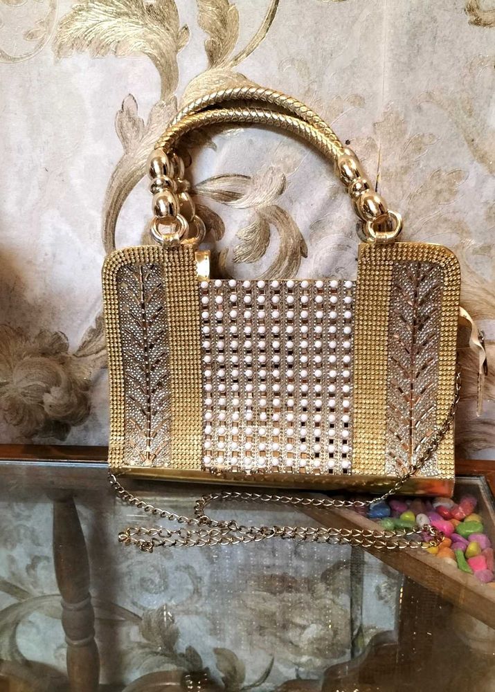 Ladies Sparkling Golden Handbag