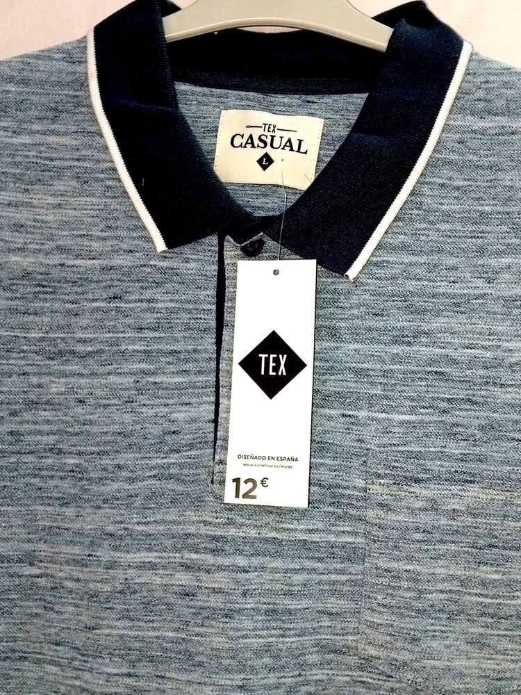 White Blue T-shirt For Men And Boys With Collar