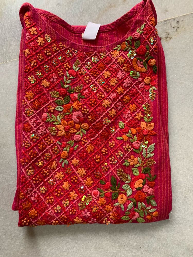 Pink Colour Embroidered Kurta