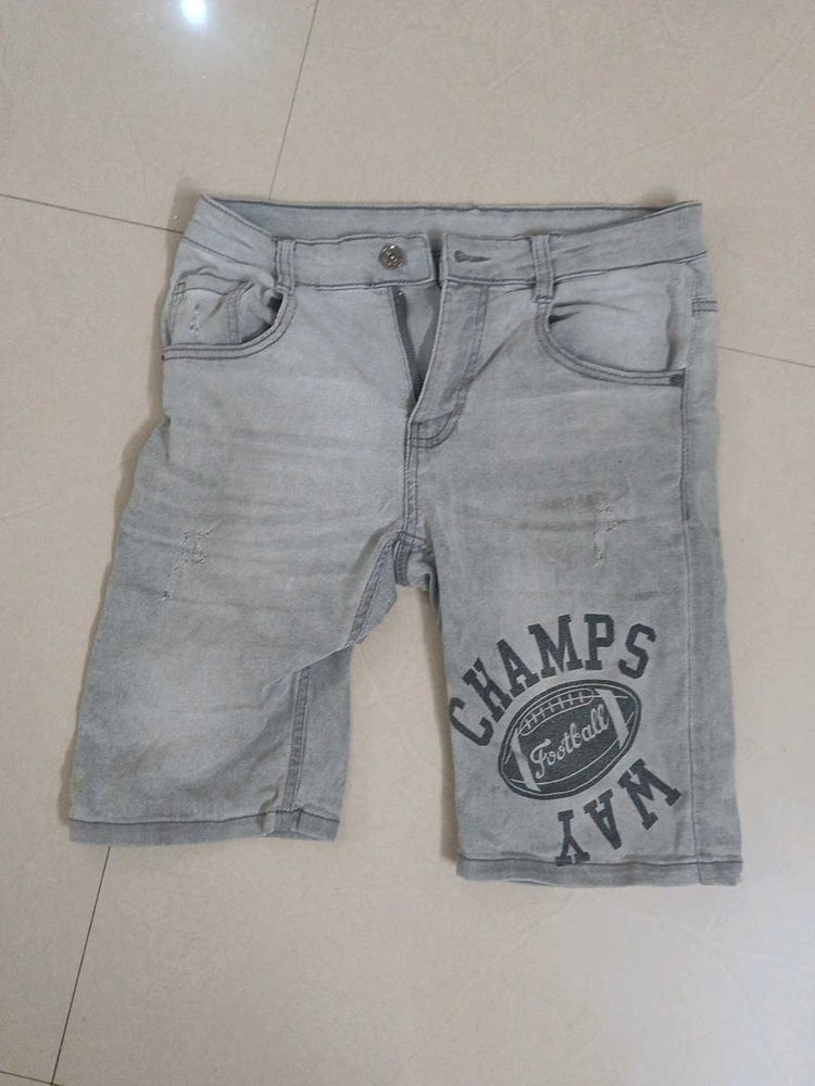 Grey Denim Shorts