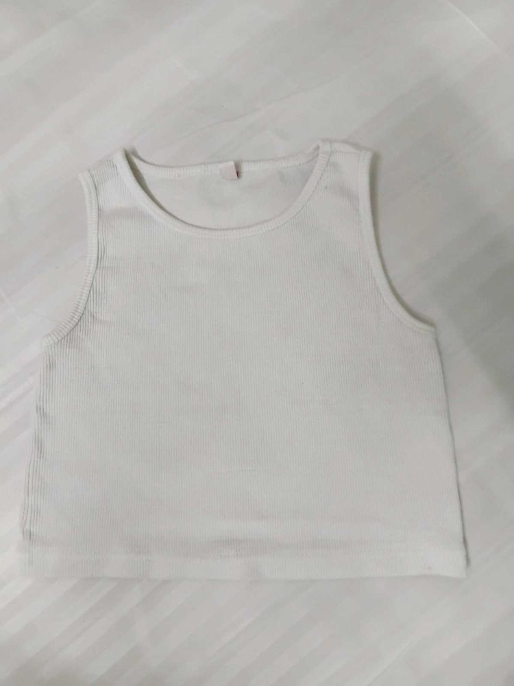 White Sleeveless Crop Top