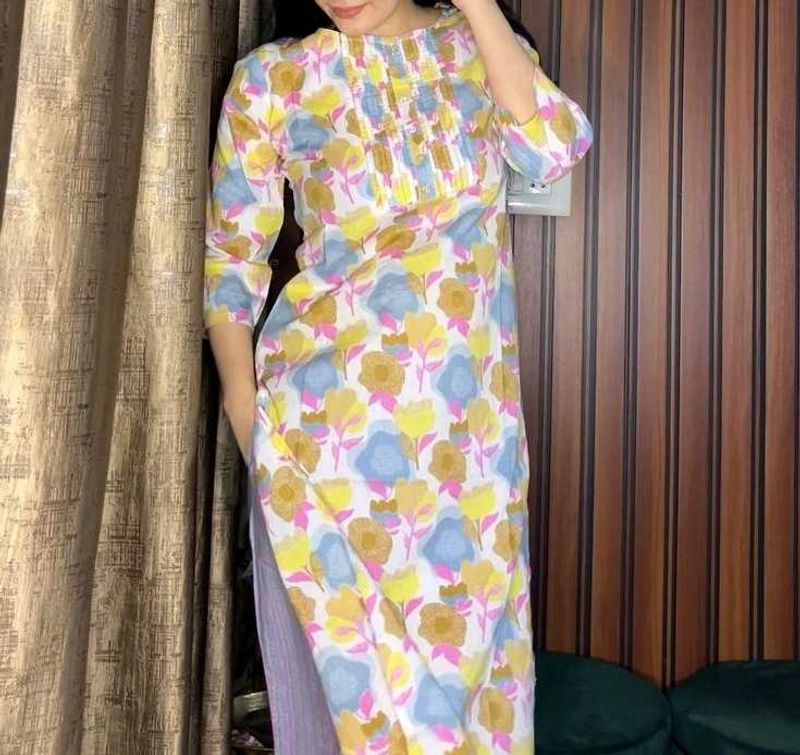Premium Cotton Floral Kurta With Pants