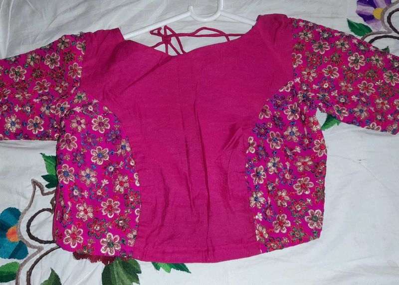Floral Magenta Blouse ( Princess cut )