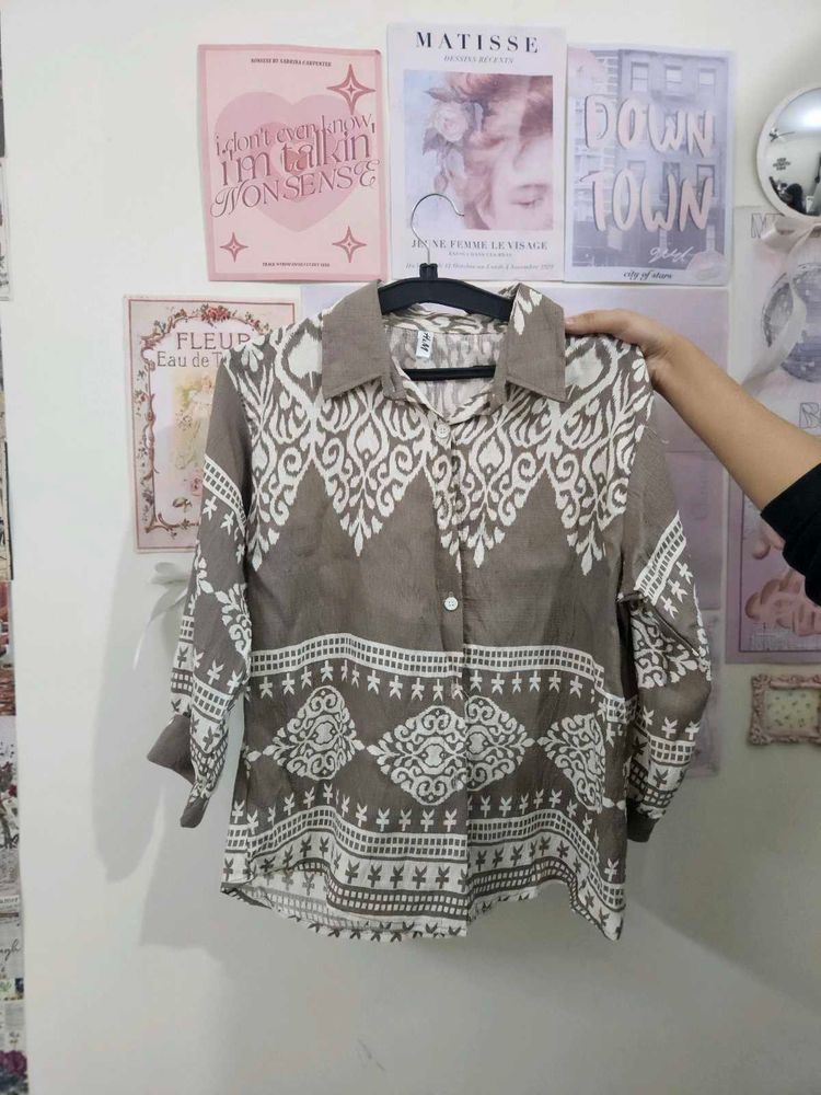 Patterned Button-Up Shirt