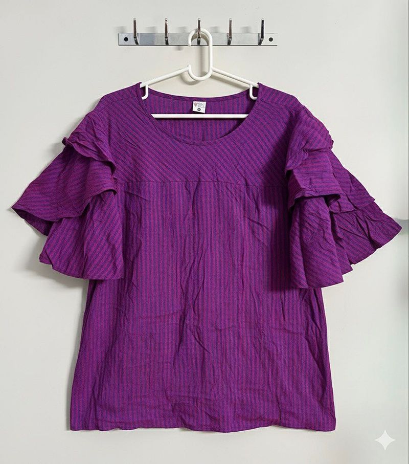 Purple Striped Flared Sleeve Top – Yash Gallery