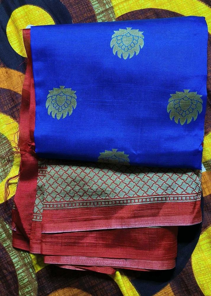 Red &amp; Blue dual-tone soft silk saree ♥️💙