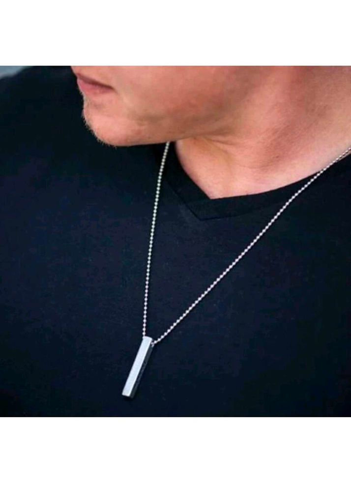 Silver Bar Pendant Necklace