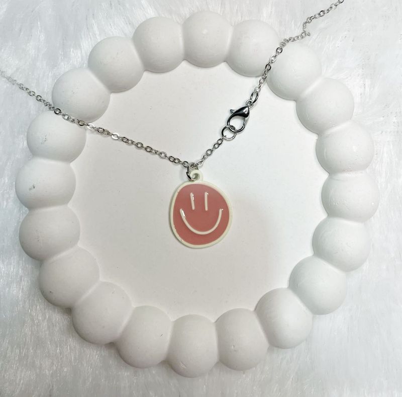Pink Smiley Face Necklace