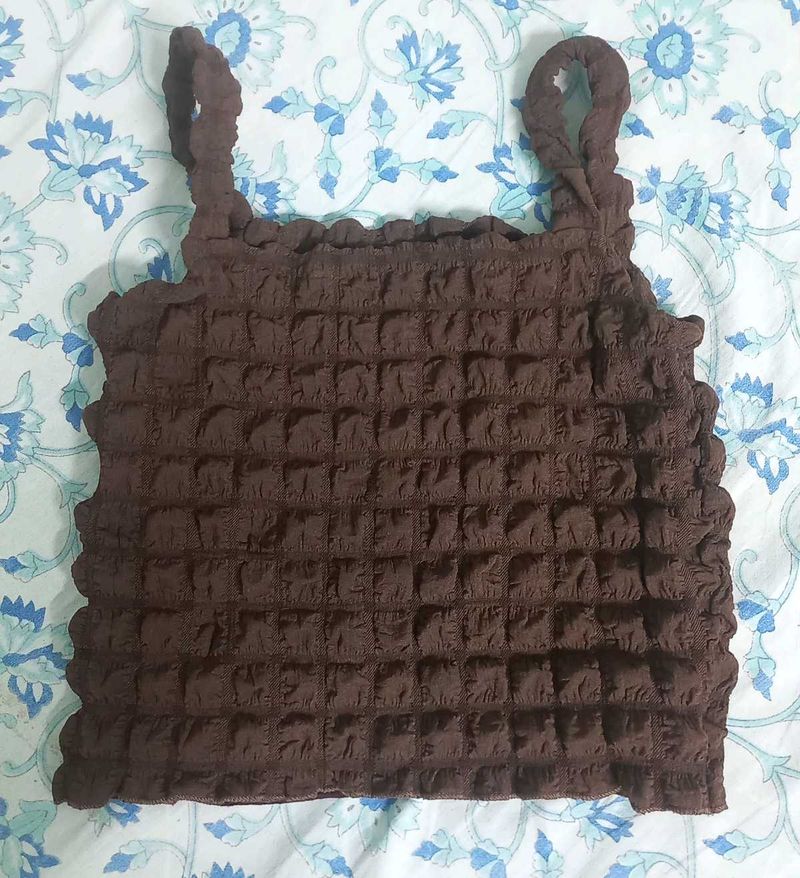 Brown Textured Tank Top