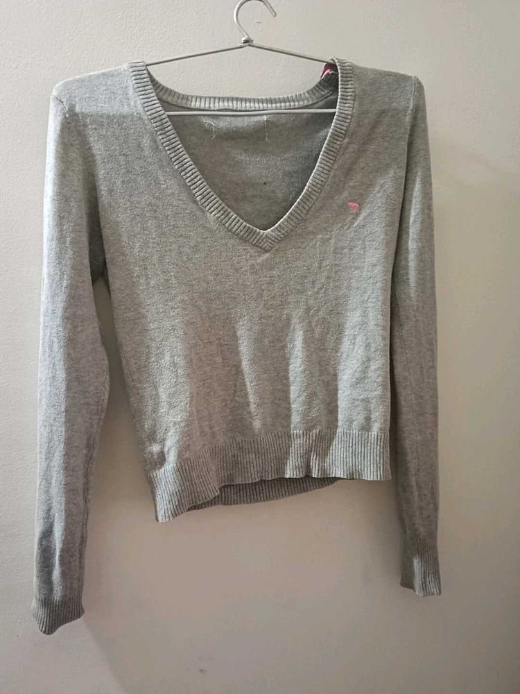 Gray V-Neck Sweater