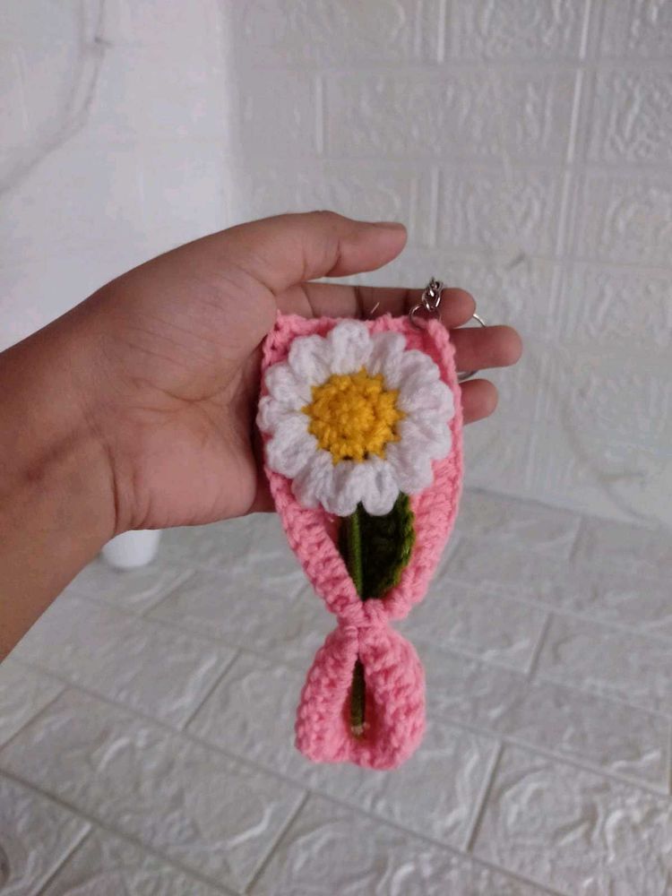 Crochet Flower Keychain 1ps