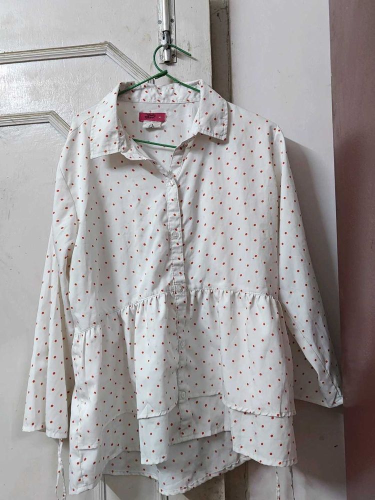 Polka Dots Printed Cute Women Shirt Tunic