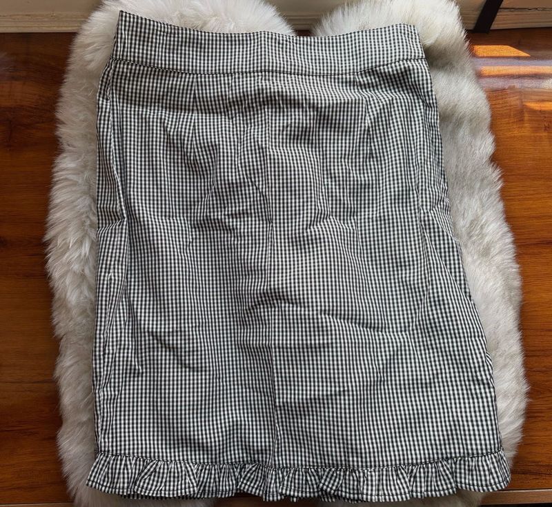 Gingham Ruffle Mini Skirt