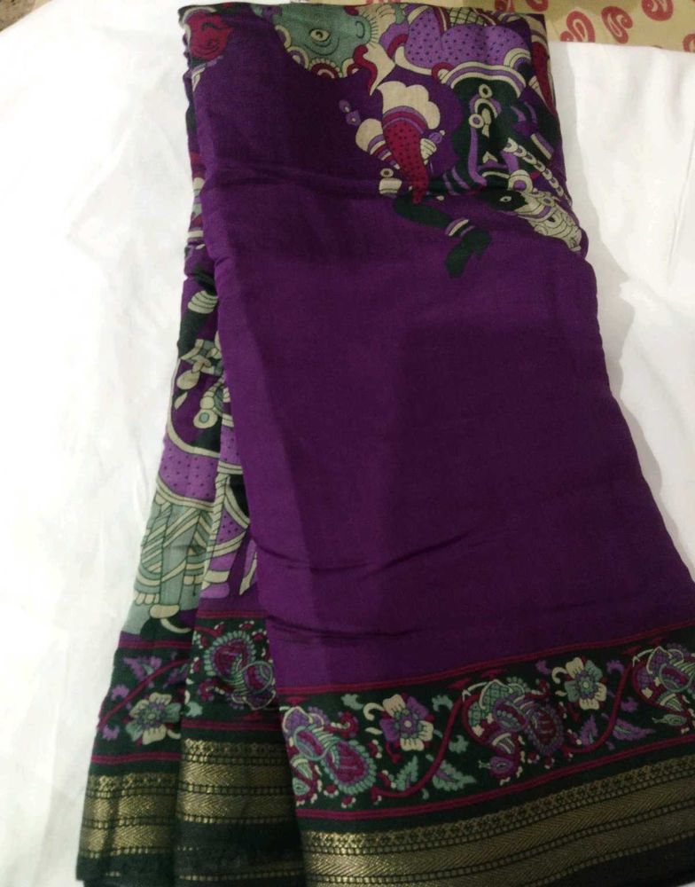 Purple Ethnic Print Saree