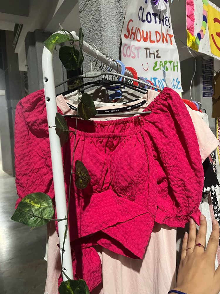Pink Fancy Tie Up Top