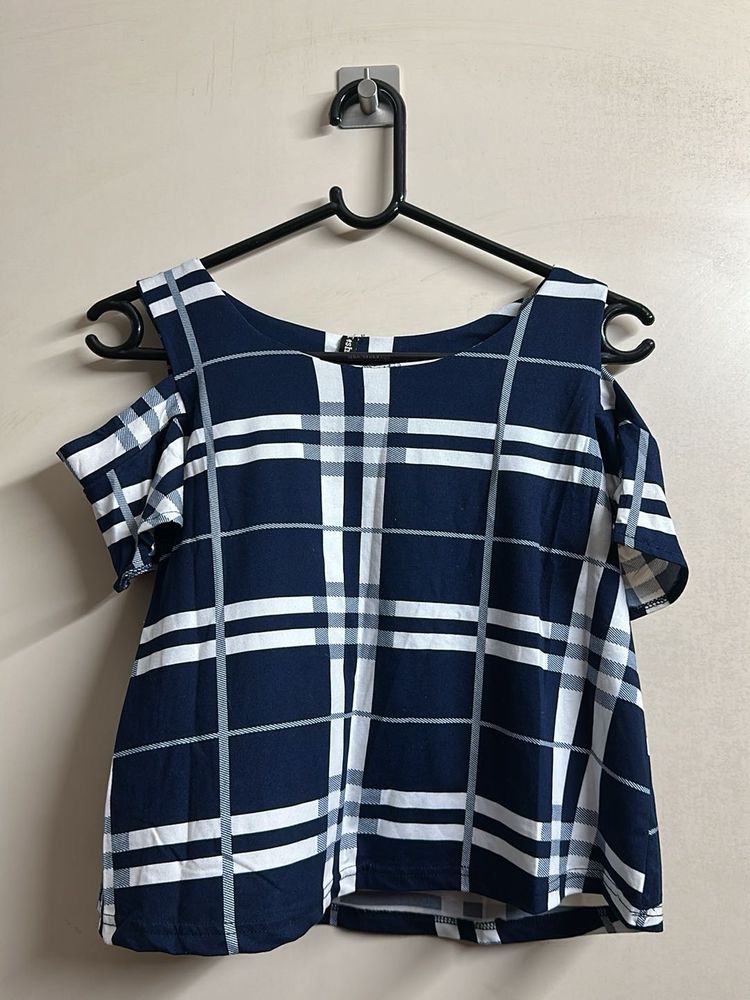 Partywear Blue And White Top