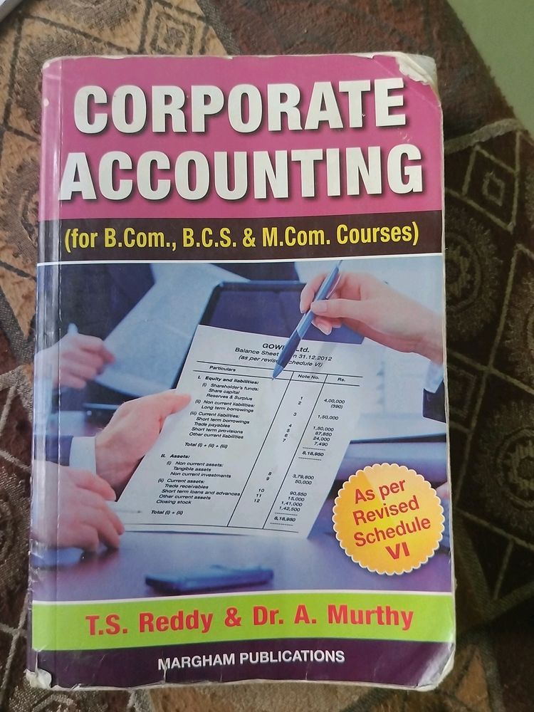 Corporate Accounting Book For College Student....Auther TS REDDY A MURTHY