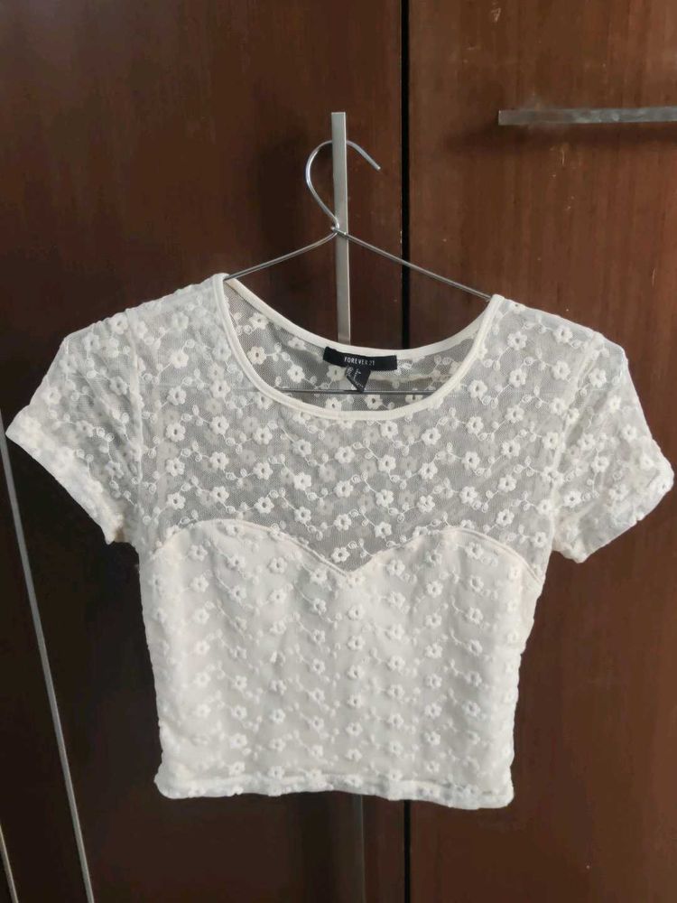 Forever 21 Off Whute Crop Top