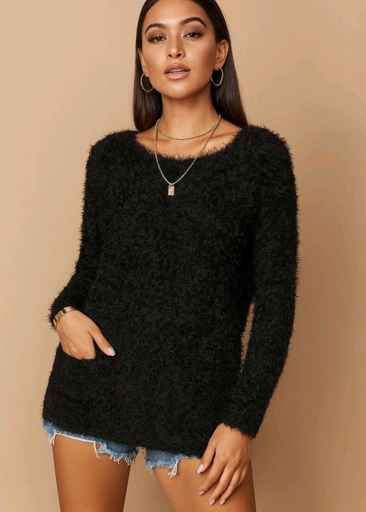 🎀Buy1 Get1 Free Fluffy Bow Black Sweater D