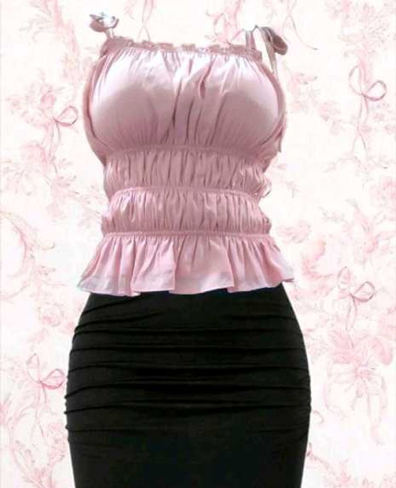 Pink Ruched Satin Cami Top