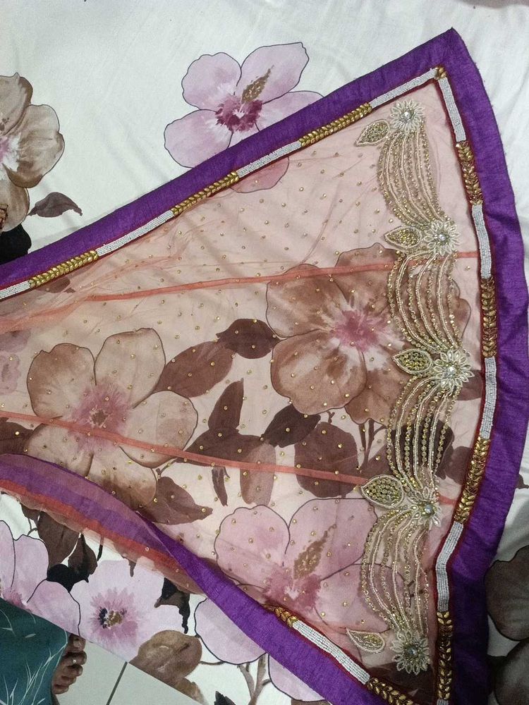 Floral Dupatta with Embellishments