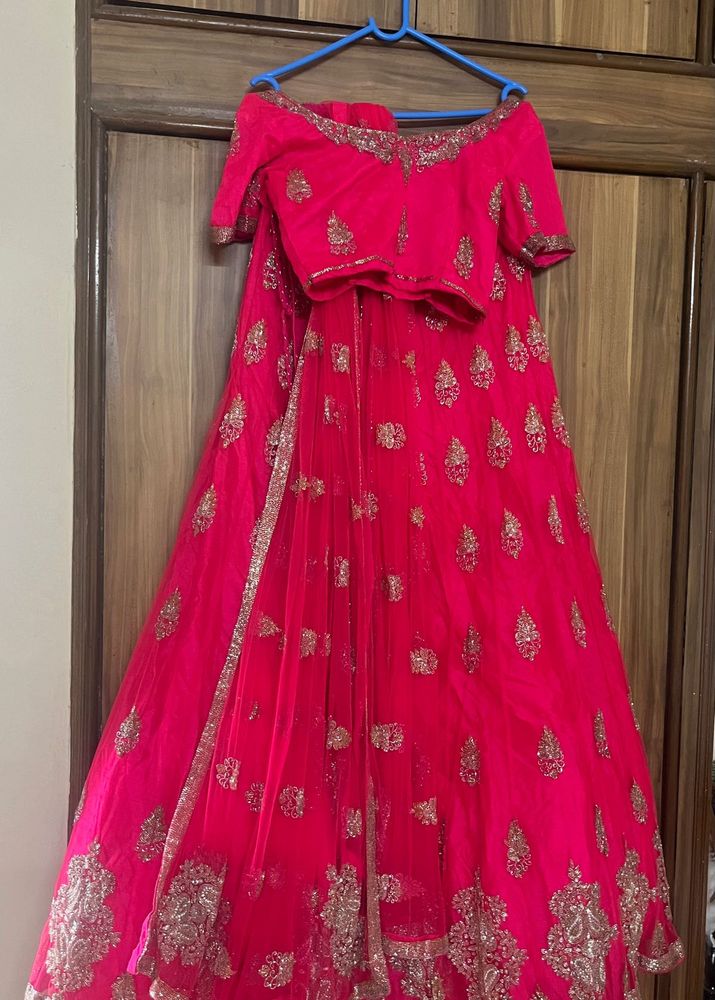 Handmade Embroidery- Hot Pink Lehenga Choli Set