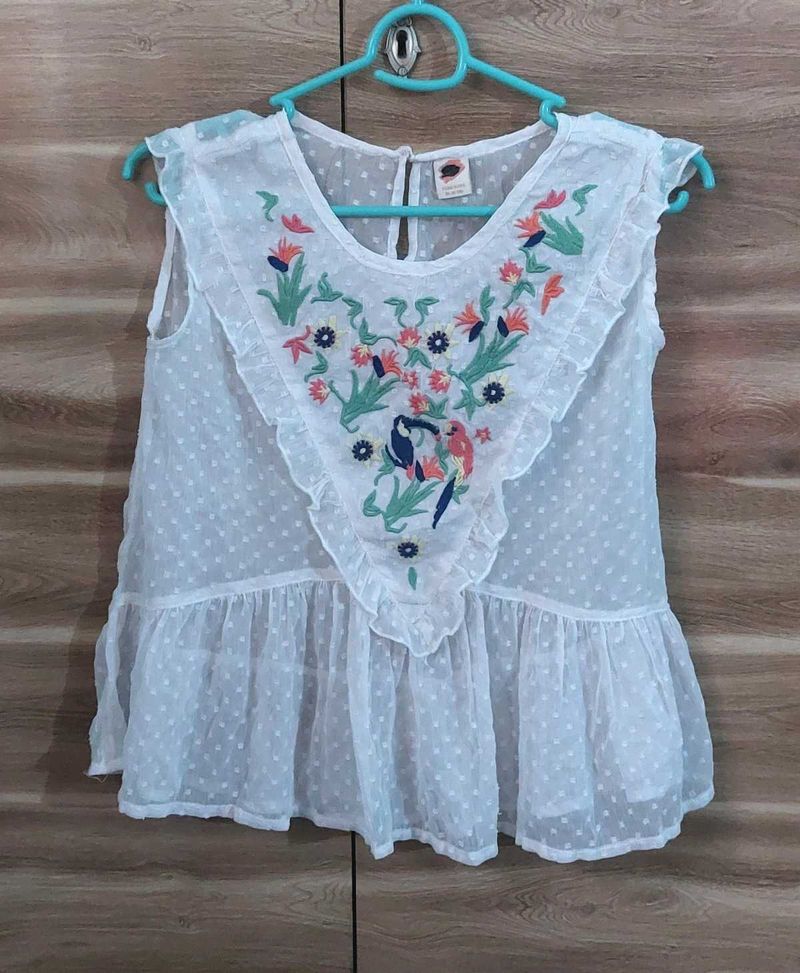 White Chiffon Top For Young Girls (13-14yrs)