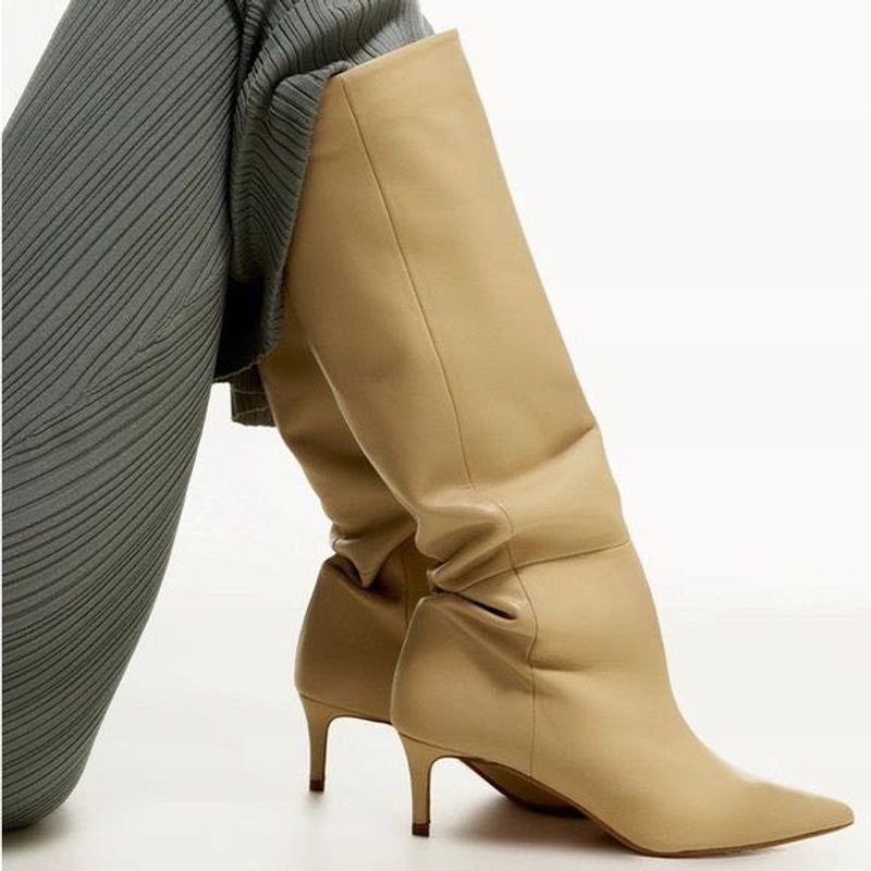 ZARA Long Kitten Heeled Boots