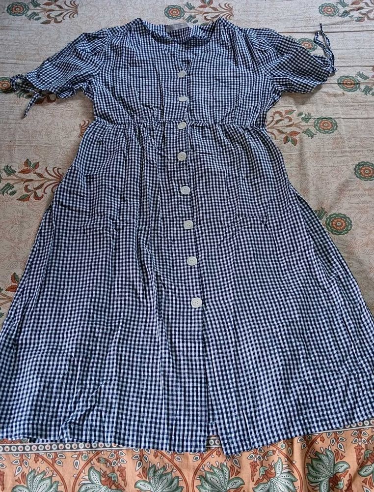 Gingham Button-Down Dress