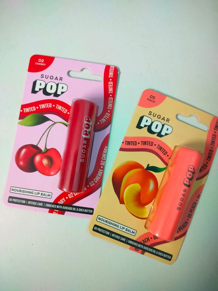 Sugar Pop Lip Balms - Cherry &amp; Peach Tint
