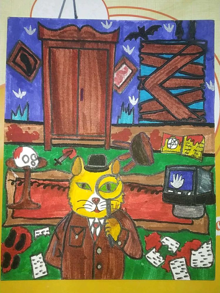 Detective Cat Art Murder Mystery🤫