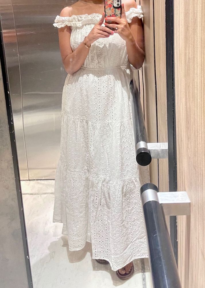 White Off-Shoulder Maxi Dress