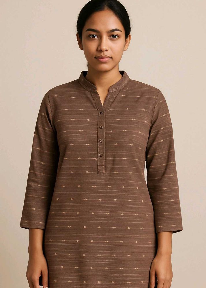 Brown Ikat Print Kurti