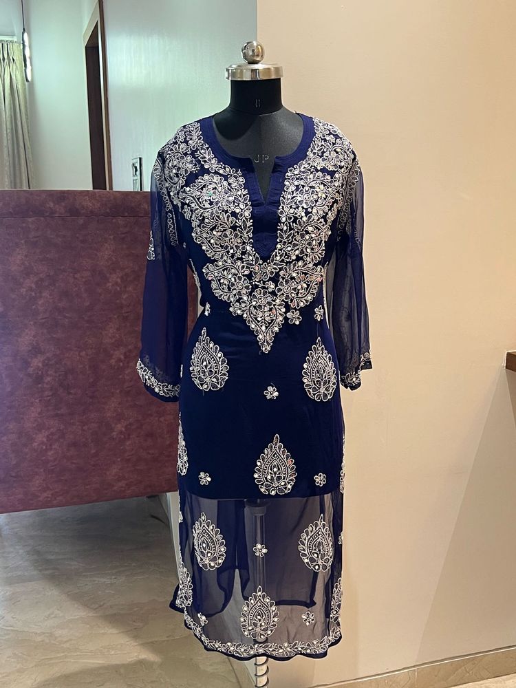 Elegant Blue Chiffon Kurti