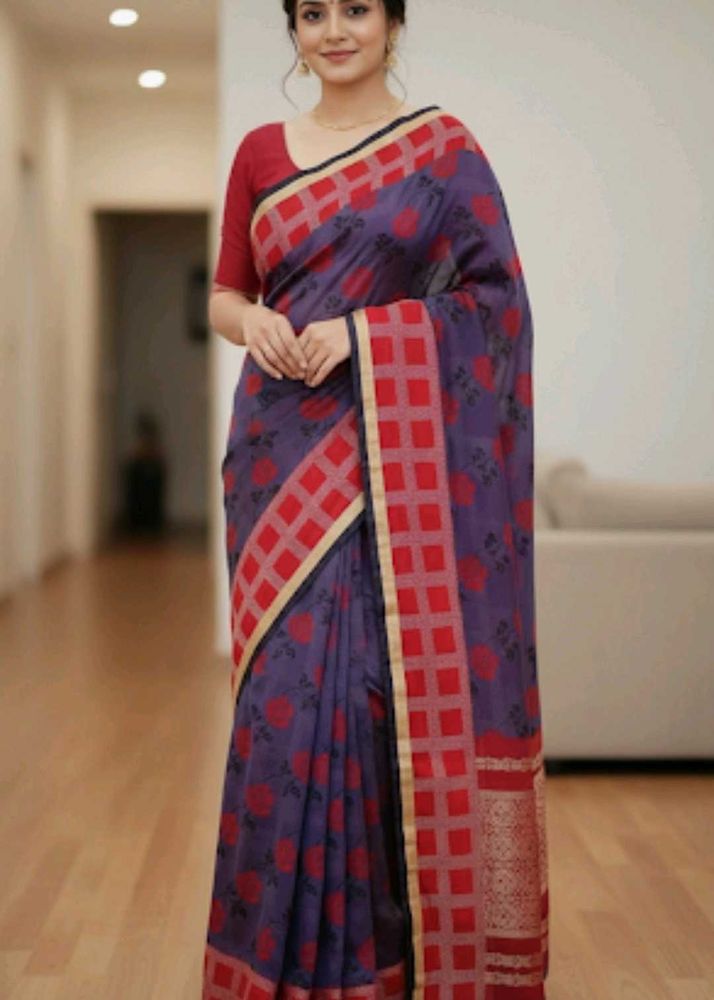 Elegant Purple &amp; Red Saree