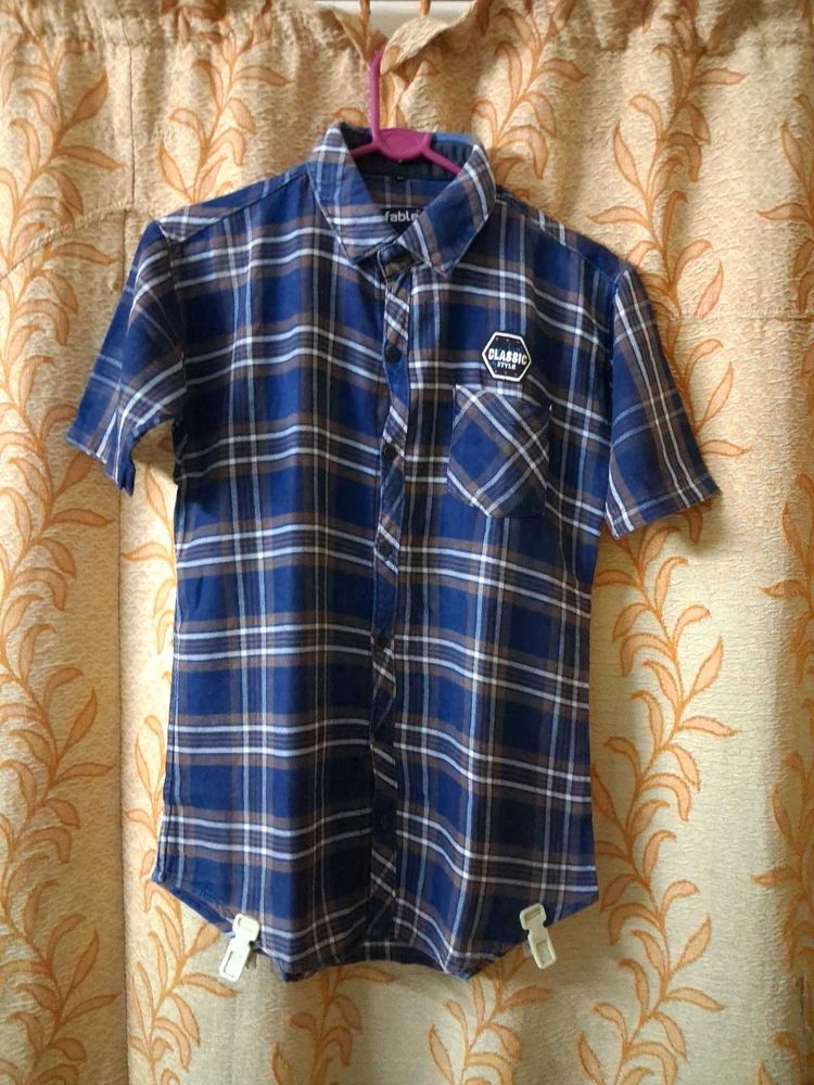 Blue Plaid Short Sleeve Shirt