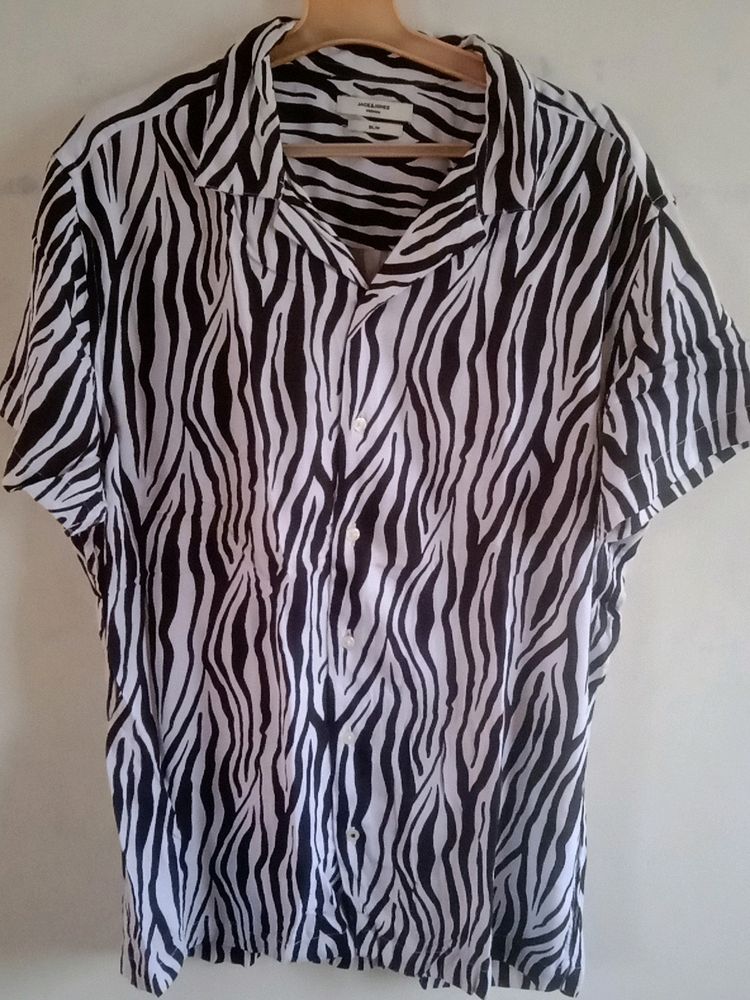 Zebra Print Short Sleeve Shirt