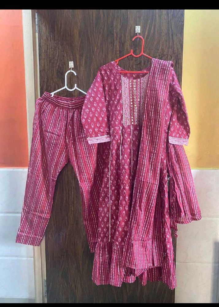 34 Bust Cotton Kurta Set For Woman